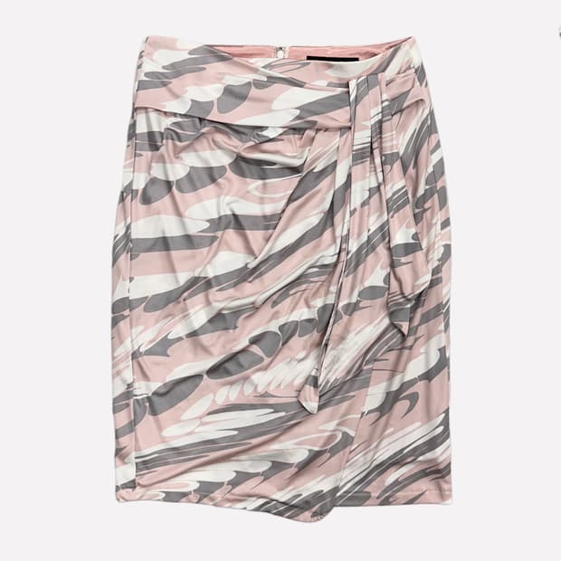 pink pattern drape silky skirt