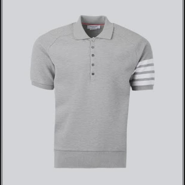 톰브라운 삼선 완장 그레이 반팔 폴로