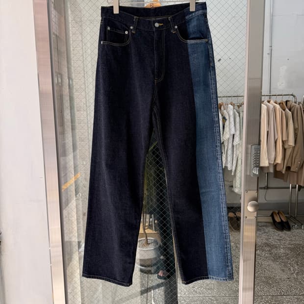 YOKE ASYMMETRIC PATCHWORK DENIM PANTS