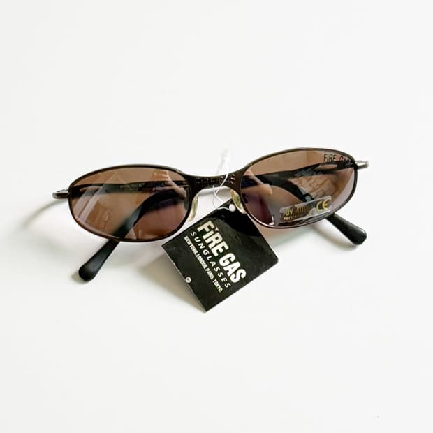 90s FIRE GAS 브라운 슬림 오벌 메탈 빈티지 틴트 선글라스