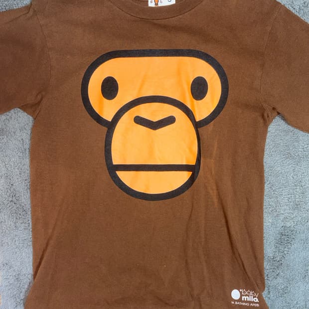 BAPE 베이프 마일로 베이비마일로 초코맛 브라운 반팔 탑 상의