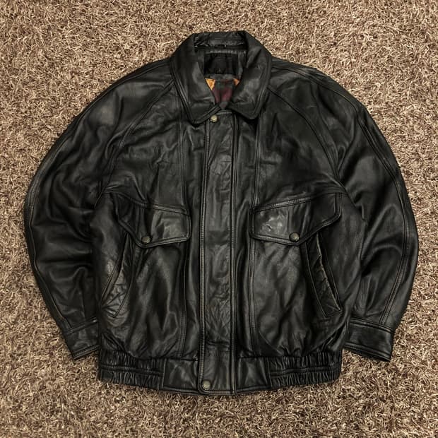 빈티지 리얼레더 봄버 가죽 레더 자켓