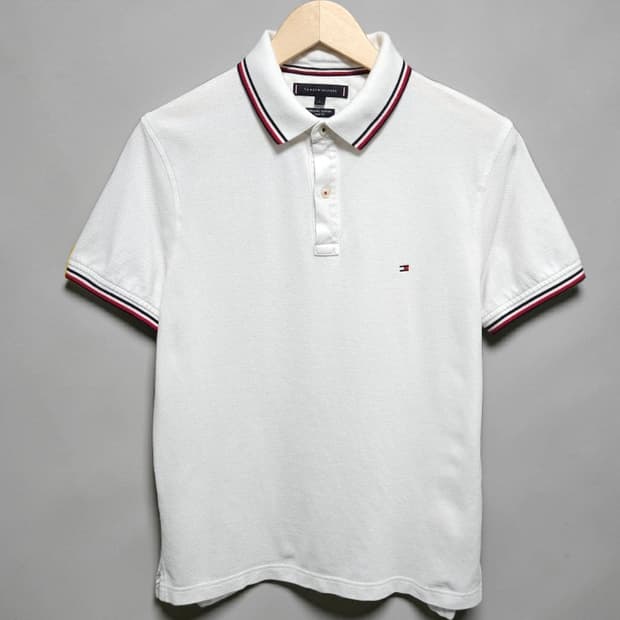 100 Tommy 타미힐피거 반팔 카라티 화이트