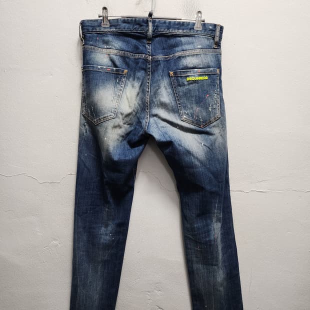디스퀘어드2 형광 스틸로고 로고 데님