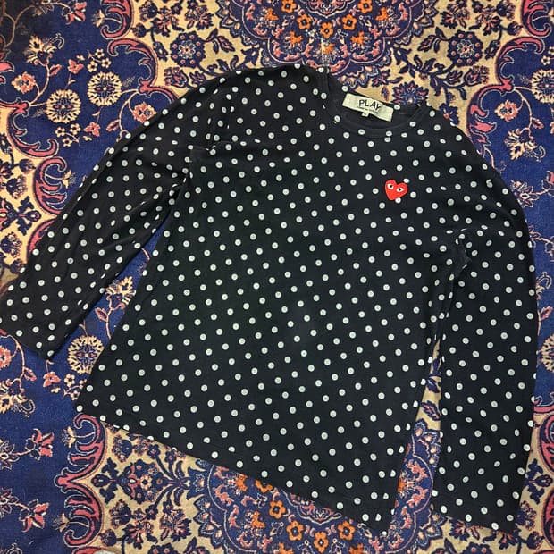 꼼데가르송 AZ-T166 레드와펜 도트 롱슬리브 티셔츠 XL