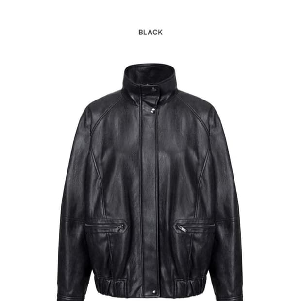 레이브 하이넥 레더 블루종 자켓 블랙 01사이즈