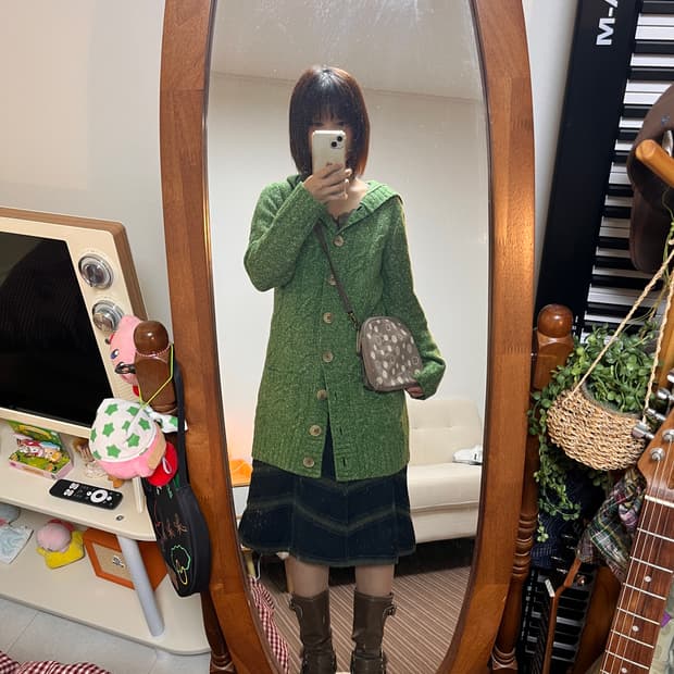 모리걸 가디건 도트 가방 세트 