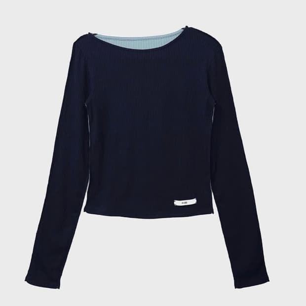 데어드 하프앤하프 롱슬리브 네이비