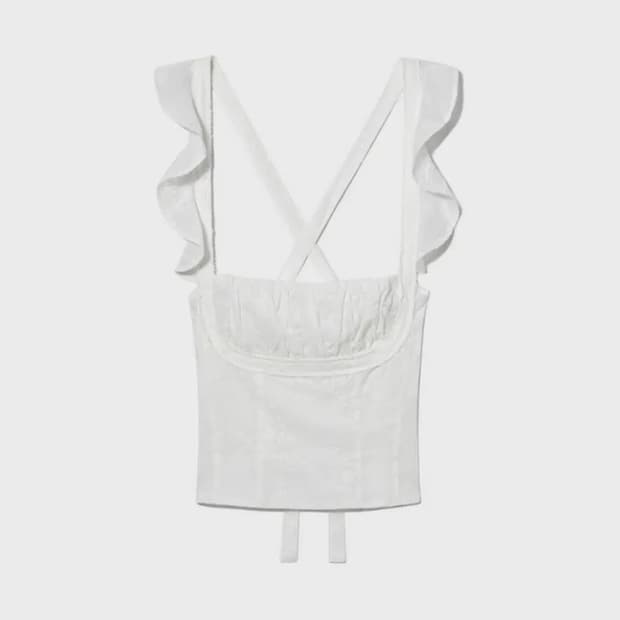 글로니 glowny rodeo ruffle top white
