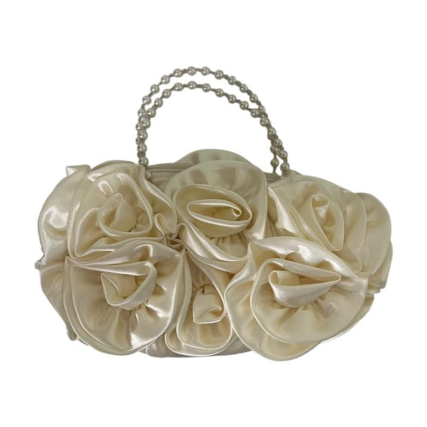 [JPN] 빈티지 재팬 핸드메이드 새틴 로즈 핸드백