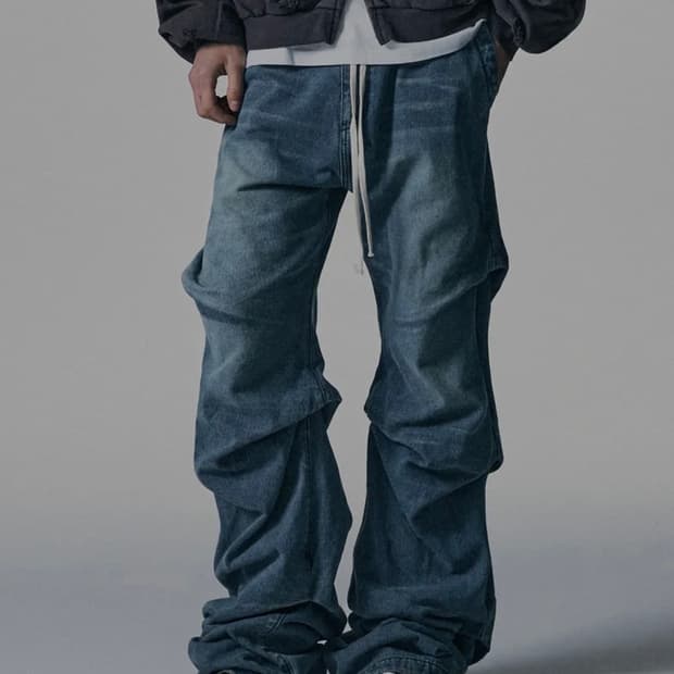 (새상품)낫포너드 셔링 와이드 데님 팬츠