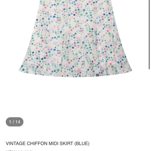 어스지구 VINTAGE CHIFFON MIDI SKIRT (BLUE)