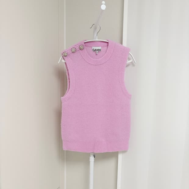가니 GANNI 알파카 크리스탈 베스트 니트