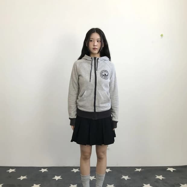 Adidas Trefoil Zip Hoodie Grey