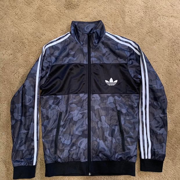 아디다스 x 베이프 파이어버드 트랙탑 져지 블랙 M