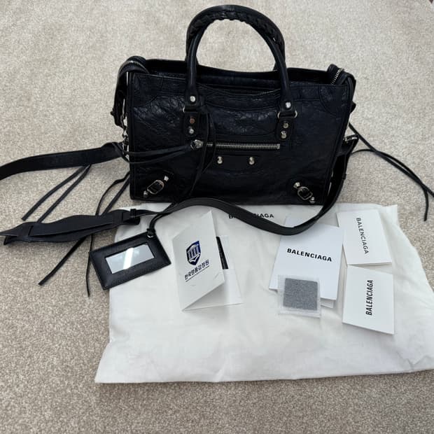 발렌시아가 시티 모터백 블랙 스몰