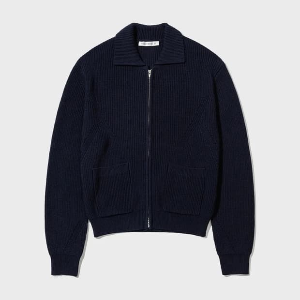 인템포무드 니트 집업 네이비 L