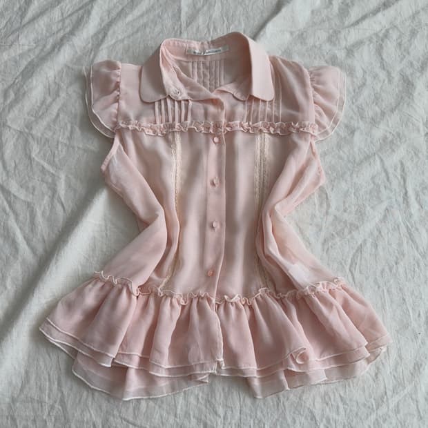 로걀 러블리 코랄 쉬폰 블라우스