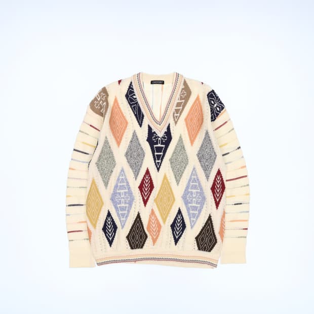 [OS] CHOVERT 빈티지 올드스쿨 아가일 패던 니트 N7054