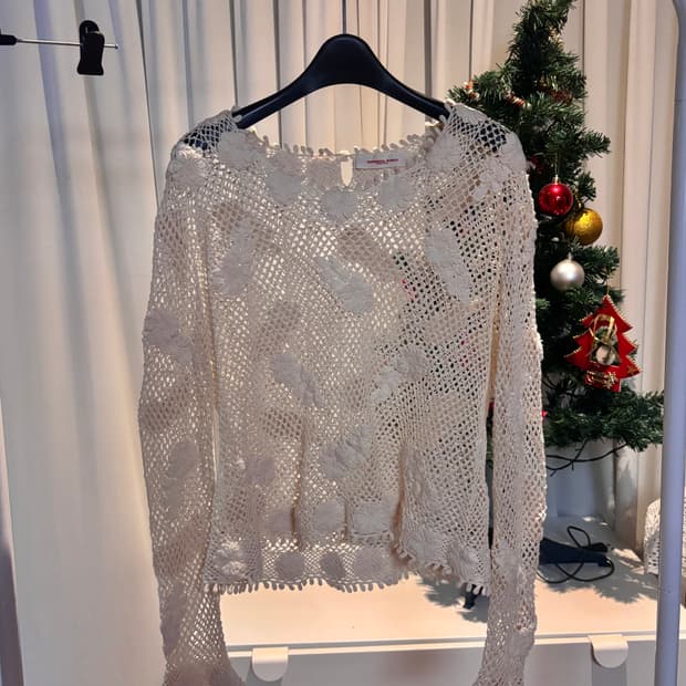 아이보리 레이스 니트