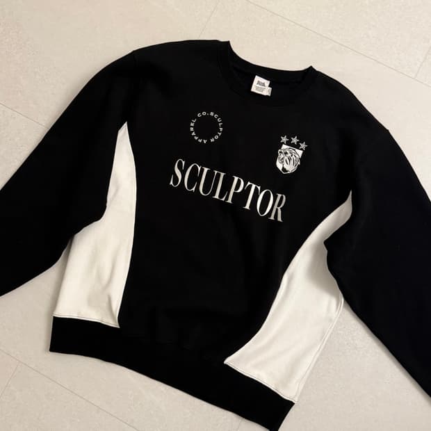 스컬프터 컬러 블록 맨투맨 블랙L