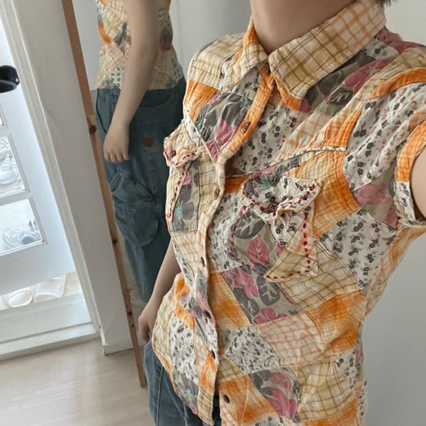 Rapua quilted shirt 라푸아 퀼트 모리걸 여름셔츠 m
