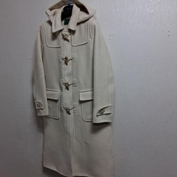 Diwali 아이보리 모직 더플롱코트 도끼단추 뿔단추 여성 44 XS
