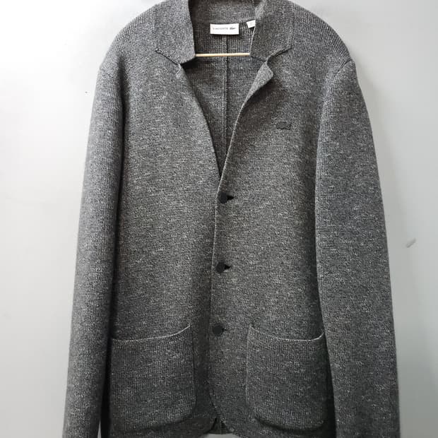 라코스테 테일러드 울 가디건 _ 차콜