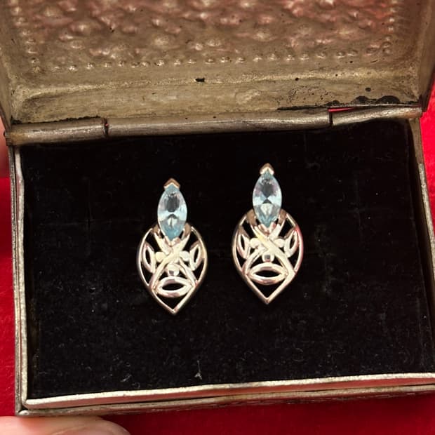Vintage aquamarine 925silver earring