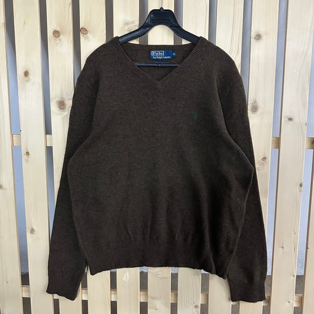(L) 폴로 랄프로렌 브라운 브이넥 니트
