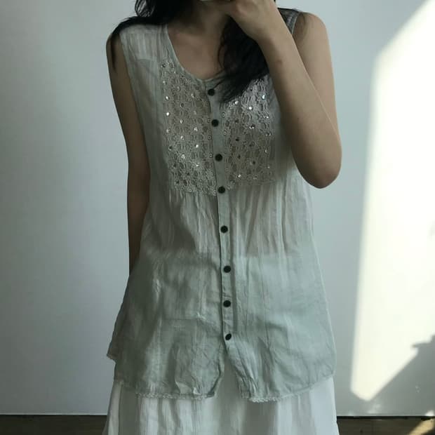 빈티지 스트랩 블라우스