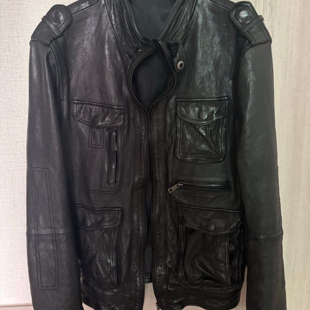 램스킨 멀티포켓 레더 자켓