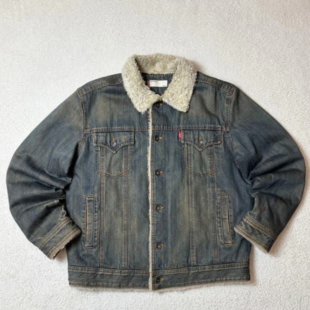 리바이스 00's 양털 워시드 데님 트러커 자켓 PN6557