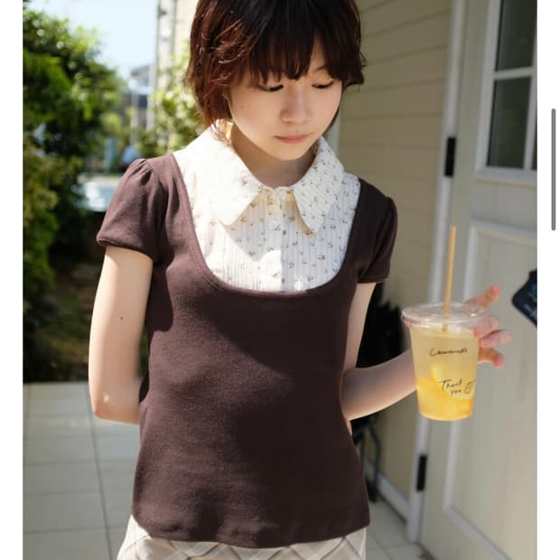 인앤양인하모니 믹스니트탑 Mix knit top, brown