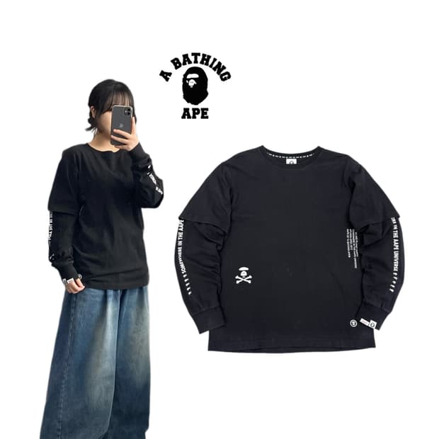 베이프 에이프 레이어드 롱슬리브 블랙