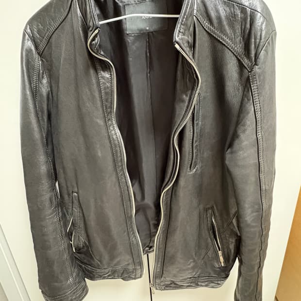 AND Z 웨스턴 무드 램스킨 양가죽 절개 바이커 레더 자켓