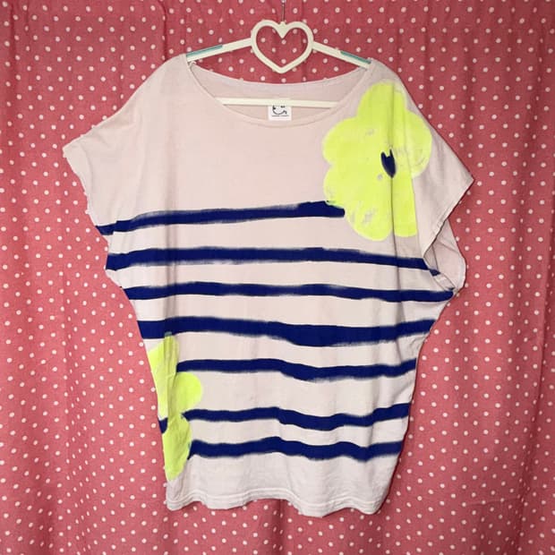 [Tsumori Chisato] 츠모리 치사토 네코 플라워 반팔 티셔츠