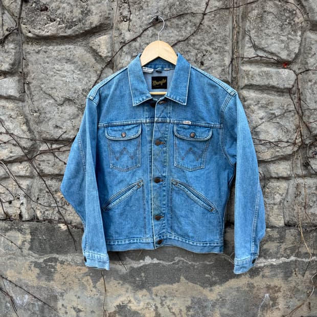 90s 랭글러 빈티지 복각 124mj 워싱 웨스턴 데님 트러커 자켓