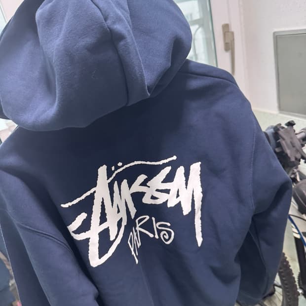 스투시 파리 후드집업 네이비 새상품 미디움 M