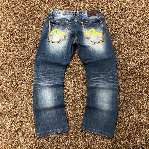 에비수 워싱 포켓 로고 데님 팬츠