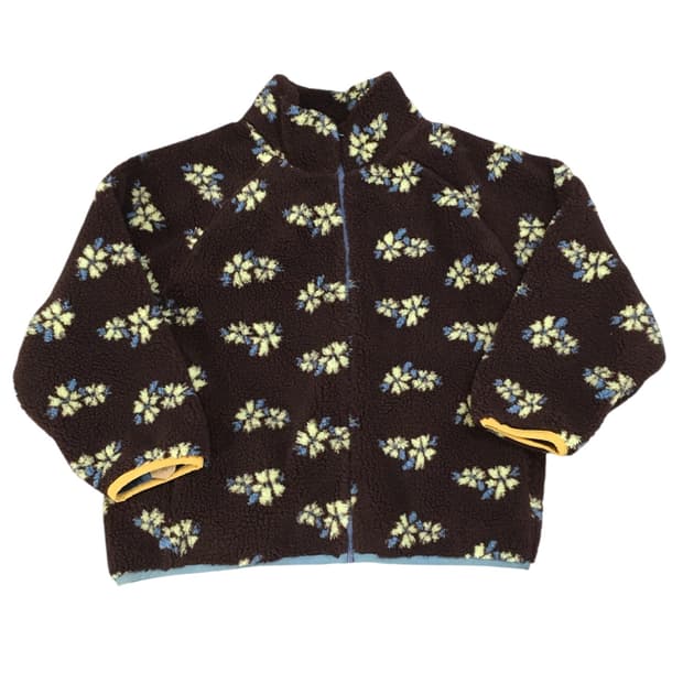 플라워 플리스 집업 브라운