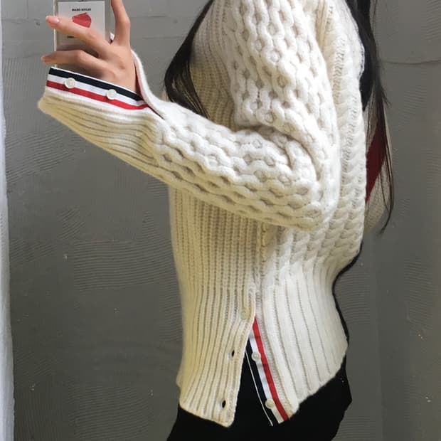 Thom Browne 톰브라운 아란 케이블 아이보리 울 니트