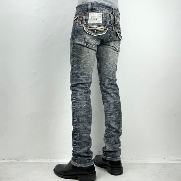 Spicy Denim Bleach Washed Distressed Sli