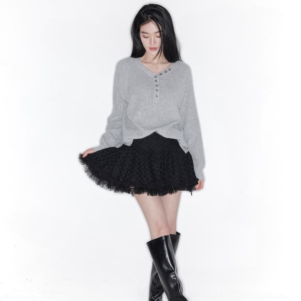 더티스 와플 그레이 니트 