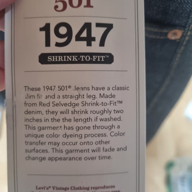 리바이스 빈티지 클로딩(LVC) 라인의 1947년형 501 복각 모델