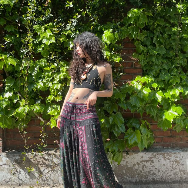 히피 에스닉 페이즐리 사무엘 팬츠