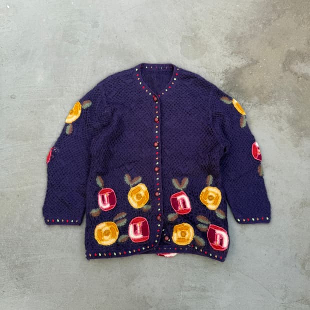 VTG 꽃 자수 가디건