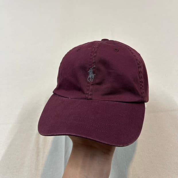폴로 랄프로렌 버건디 볼캡 모자 가죽스트랩 정품