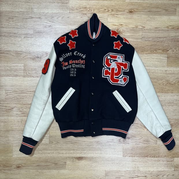 [38] 웨어하우스 바디스라인 울&레더 바시티자켓