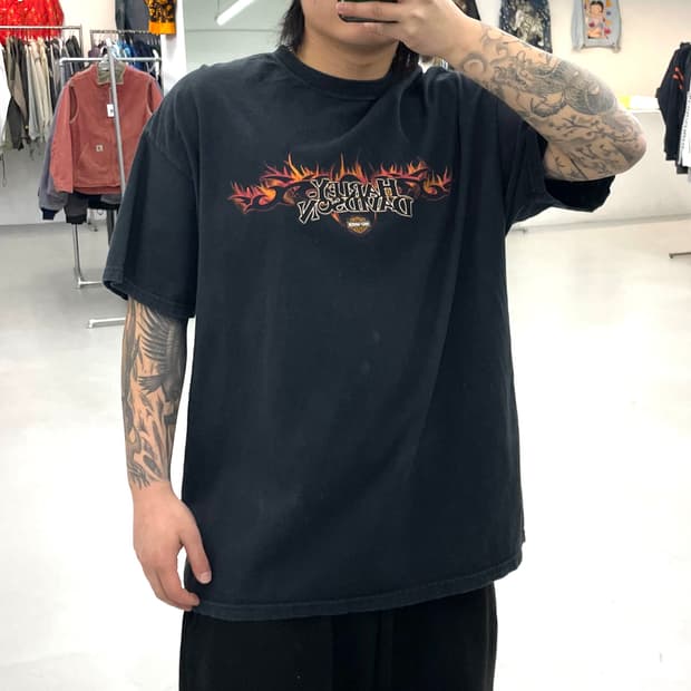 할리데이비슨 00s 플레임 불꽃 라스베가스 페이딩 빈티지 반팔 티셔츠